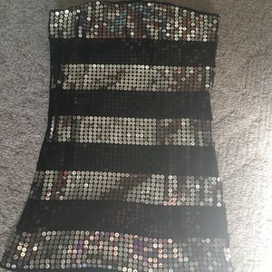 Sequin strapless top.